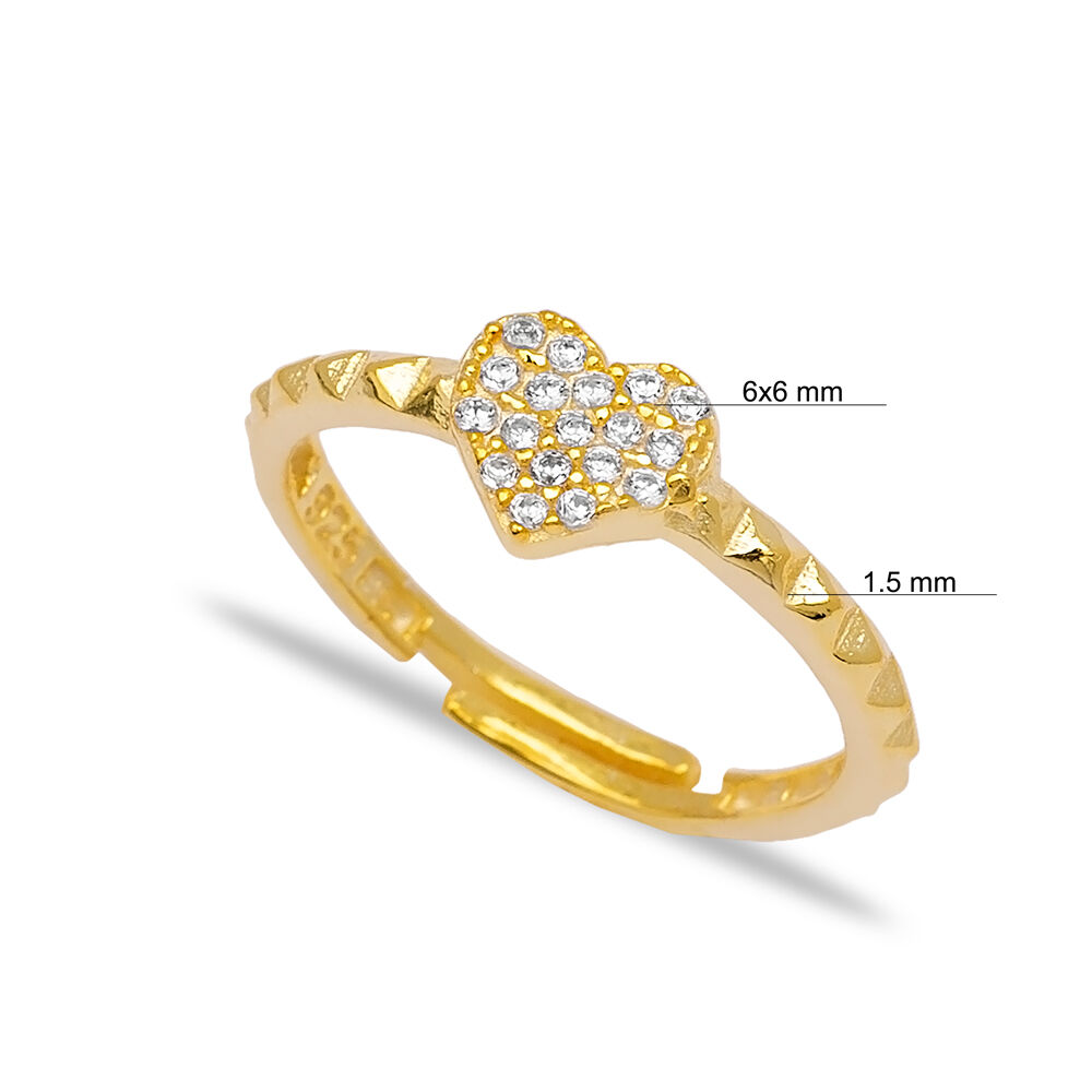 Heart Design Women Adjustable Ring Handmade Turkish Wholesale 925 Sterling Silver Jewelry