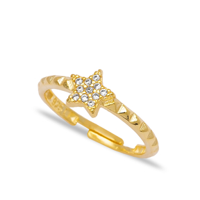 Star Design Women Adjustable Ring Handmade Turkish Wholesale 925 Sterling Silver Jewelry