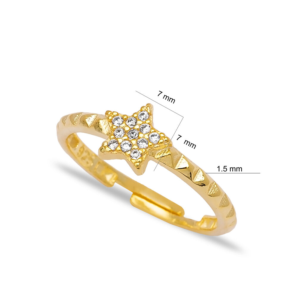 Star Design Women Adjustable Ring Handmade Turkish Wholesale 925 Sterling Silver Jewelry