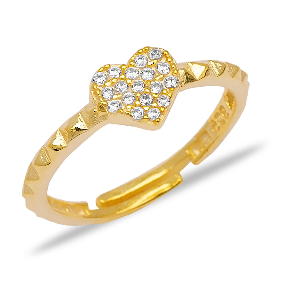 Heart Design Women Adjustable Ring Handmade Turkish Wholesale 925 Sterling Silver Jewelry