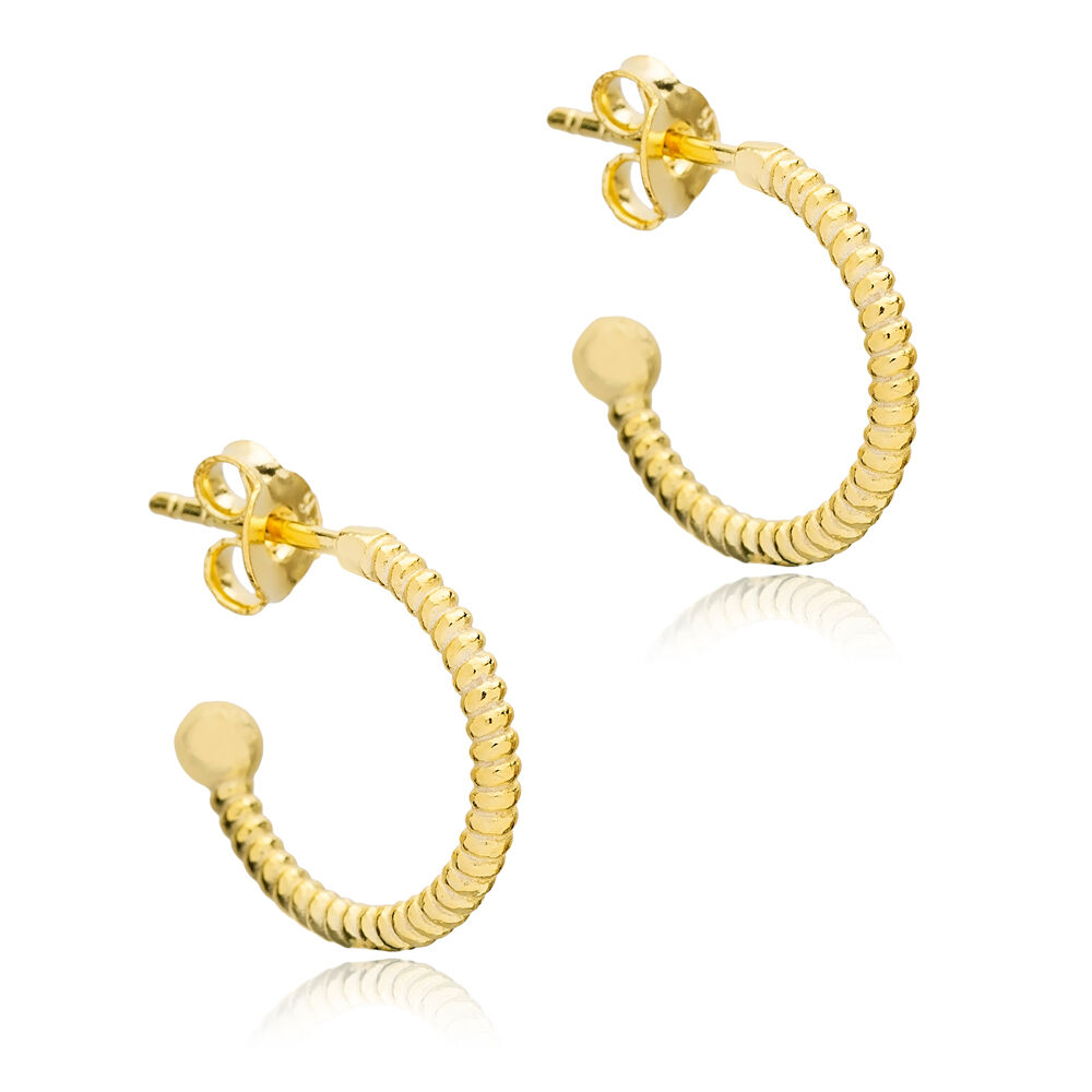 14 mm Auger Design Hoop Earring Women Turkish Wholesale 925 Sterling Silver Jewelry