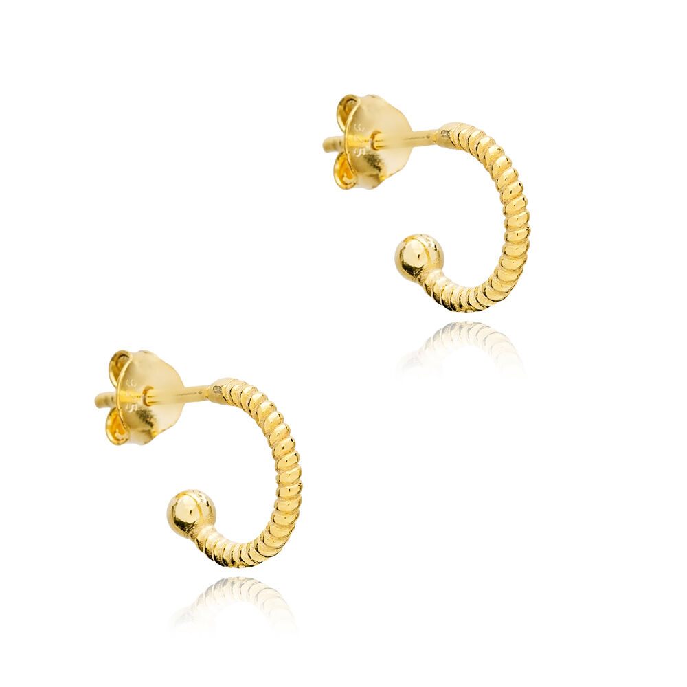 10 mm Auger Design Hoop Earring Women Turkish Wholesale 925 Sterling Silver Jewelry