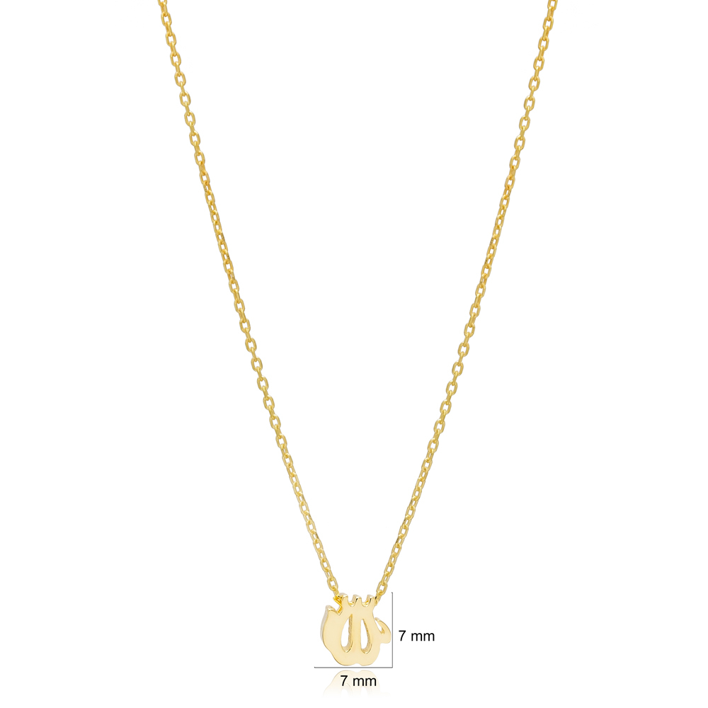 Arabic Allah Name Necklace Minimalist Plain Pendant God Name Turkish Wholesale 925 Sterling Silver Jewelry