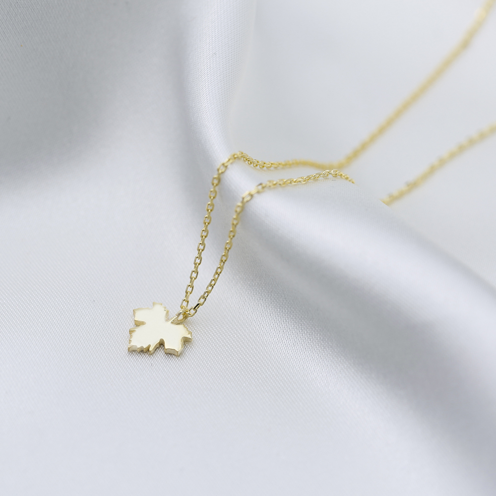 Minimalist Plain Grape Leaf Charm Necklace Pendant Turkish Wholesale 925 Sterling Silver Jewellery