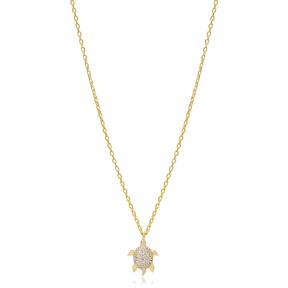 Minimalist Turtle Charm Necklace Pendant Turkish Wholesale 925 Sterling Silver Jewelry
