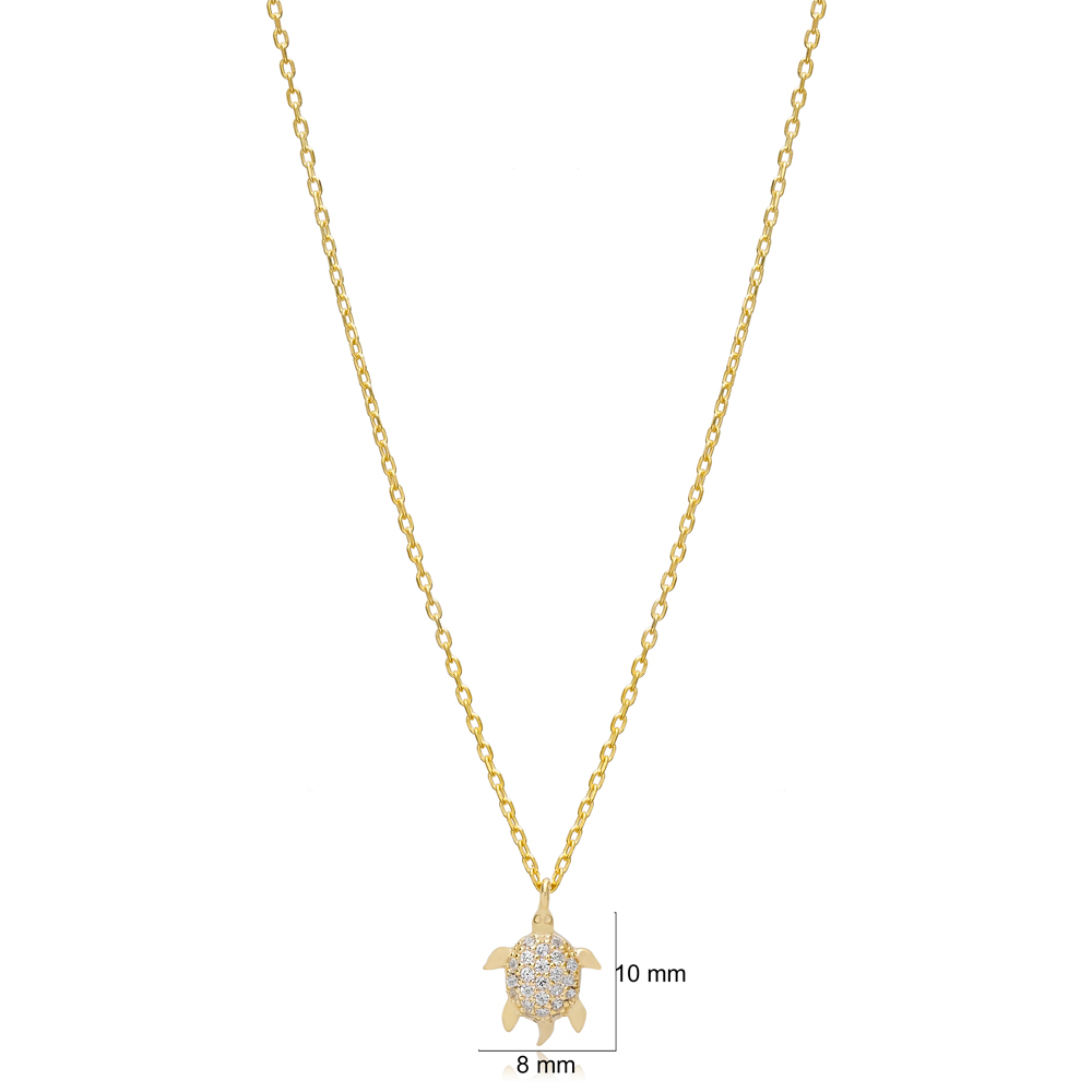 Minimalist Turtle Charm Necklace Pendant Turkish Wholesale 925 Sterling Silver Jewelry