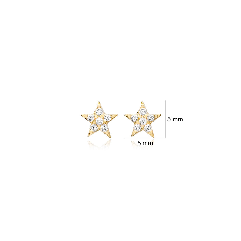 Tiny Star Shape Stud Earrings Wholesale Handmade 925 Sterling Silver Jewelry