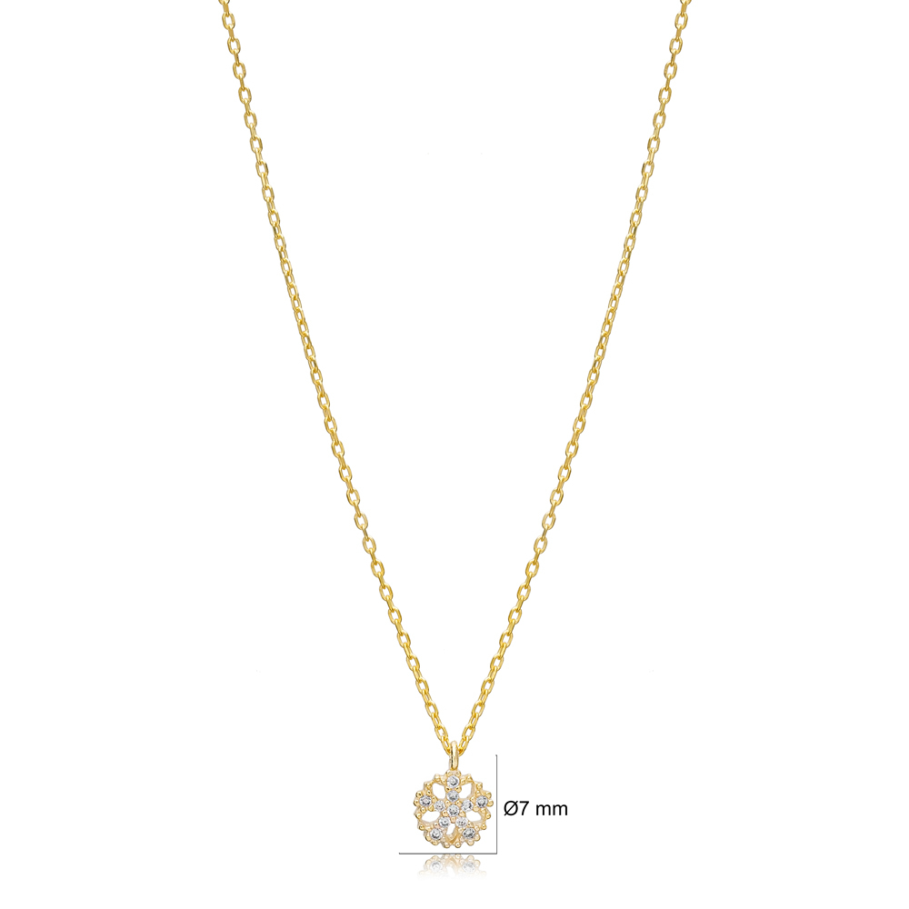 Snowflake Design Zircon Charm Necklace Pendant Turkish Wholesale 925 Sterling Silver Jewelry