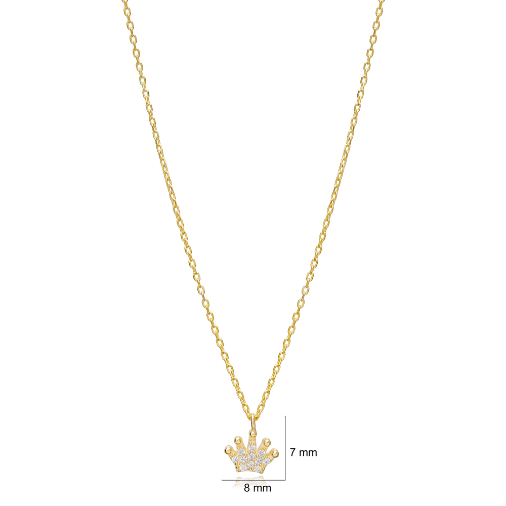 Crown Design Zircon Charm Necklace Pendant Turkish Wholesale 925 Sterling Silver Jewelry