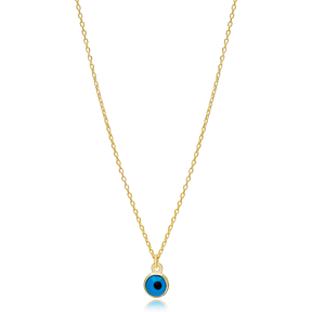 Evil Eye Design Zircon Charm Necklace Pendant Turkish Wholesale 925 Sterling Silver Jewelry