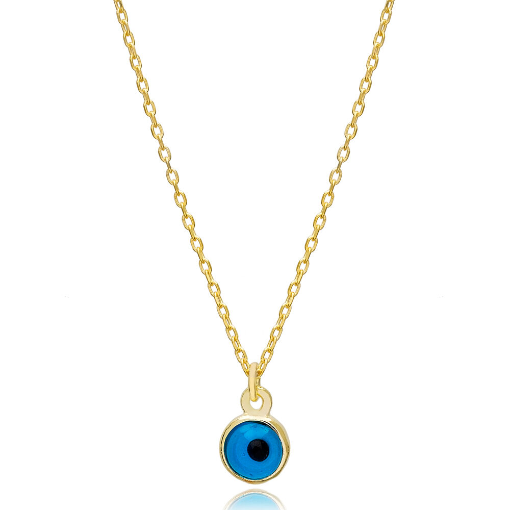 Evil Eye Design Zircon Charm Necklace Pendant Turkish Wholesale 925 Sterling Silver Jewelry