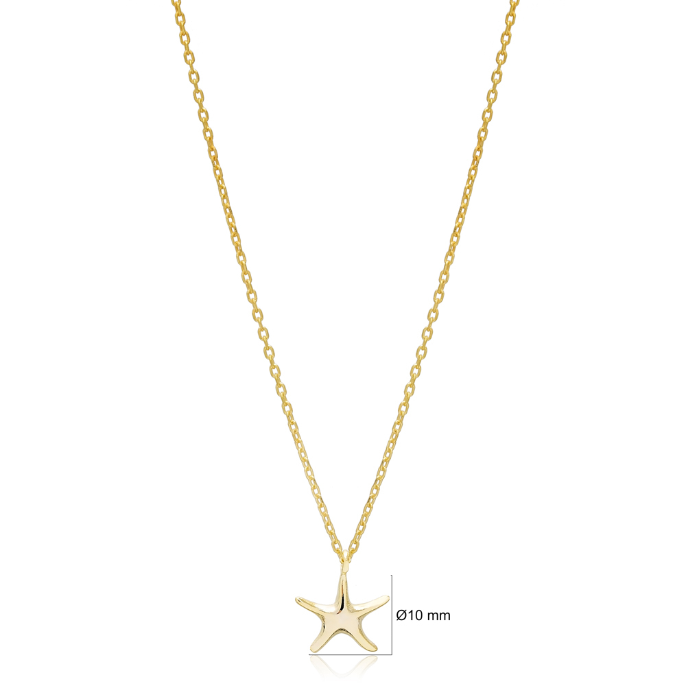 Starfish Design Plain Charm Necklace Pendant Turkish Wholesale 925 Sterling Silver Jewelry