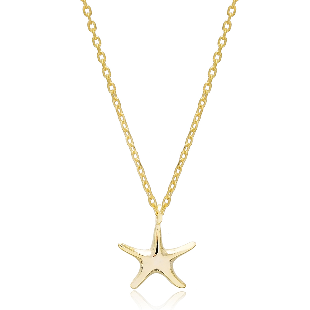 Starfish Design Plain Charm Necklace Pendant Turkish Wholesale 925 Sterling Silver Jewelry