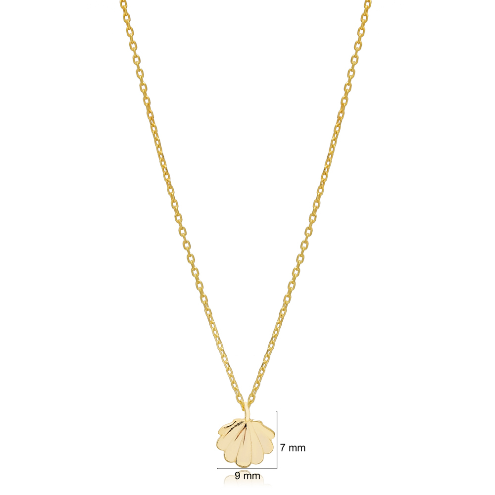 Seashell Design Plain Charm Necklace Pendant Turkish Wholesale 925 Sterling Silver Jewelry