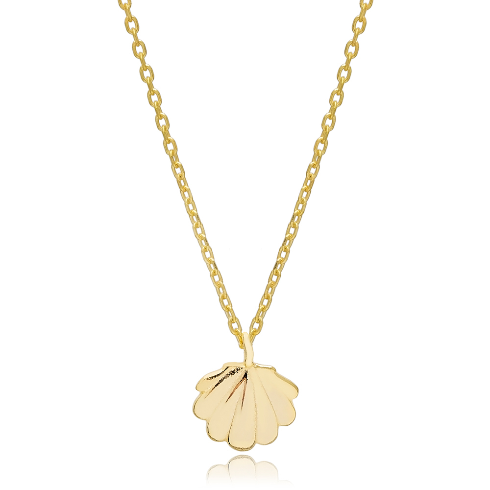 Seashell Design Plain Charm Necklace Pendant Turkish Wholesale 925 Sterling Silver Jewelry