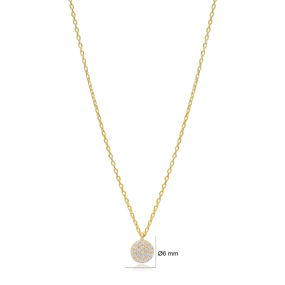 Round Design Charm Necklace Pendant Turkish Wholesale 925 Sterling Silver Jewelry