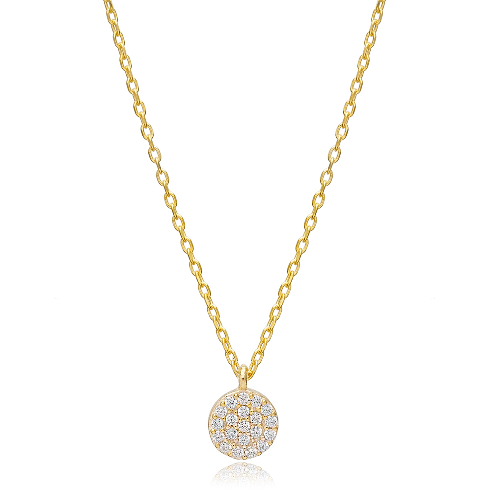 Round Design Charm Necklace Pendant Turkish Wholesale 925 Sterling Silver Jewelry