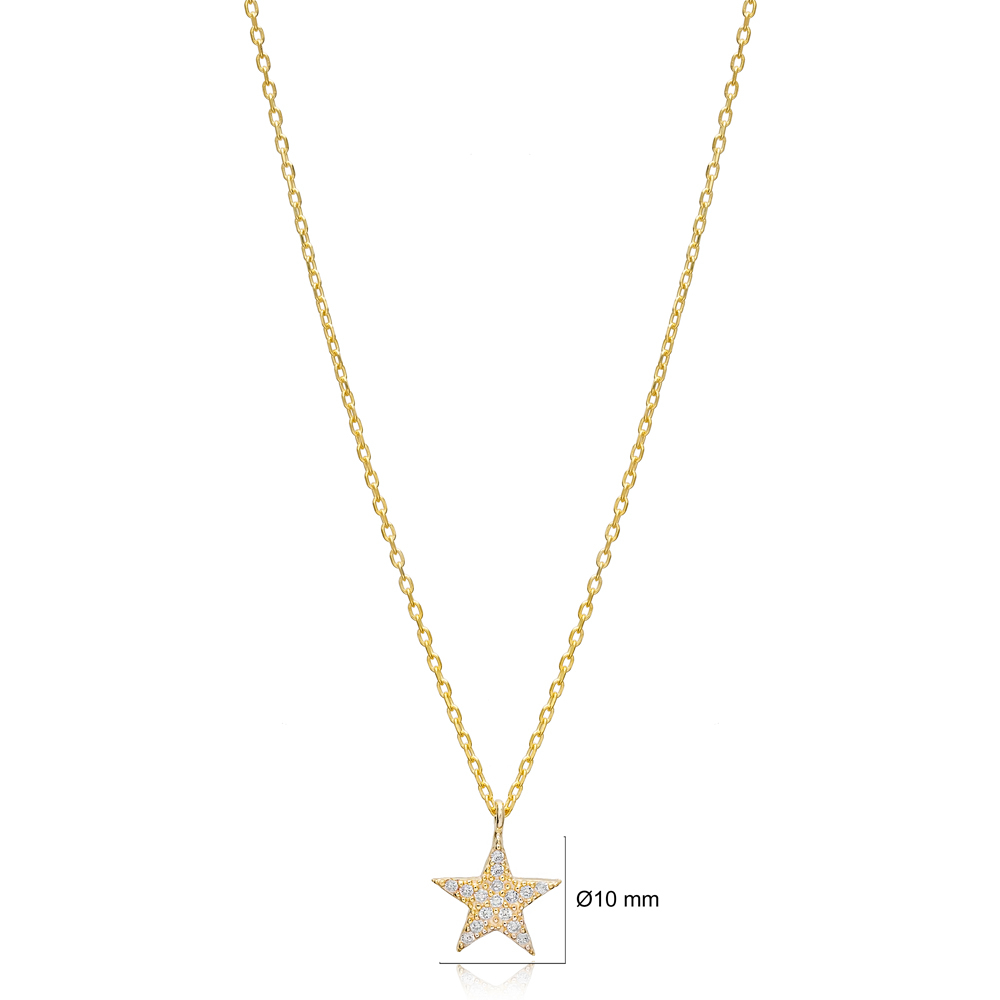 Star Design Charm Pendant Necklace Turkish Wholesale 925 Sterling Silver Jewelry