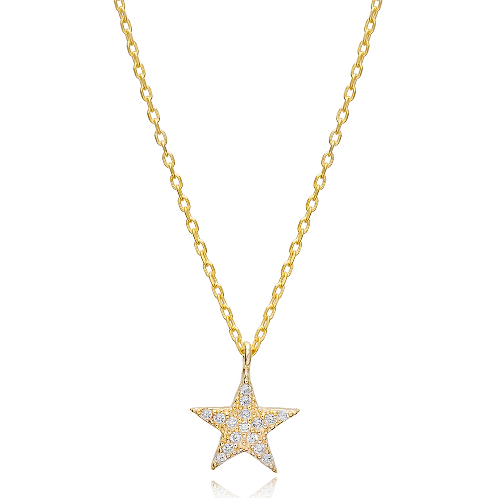 Star Design Charm Pendant Necklace Turkish Wholesale 925 Sterling Silver Jewelry