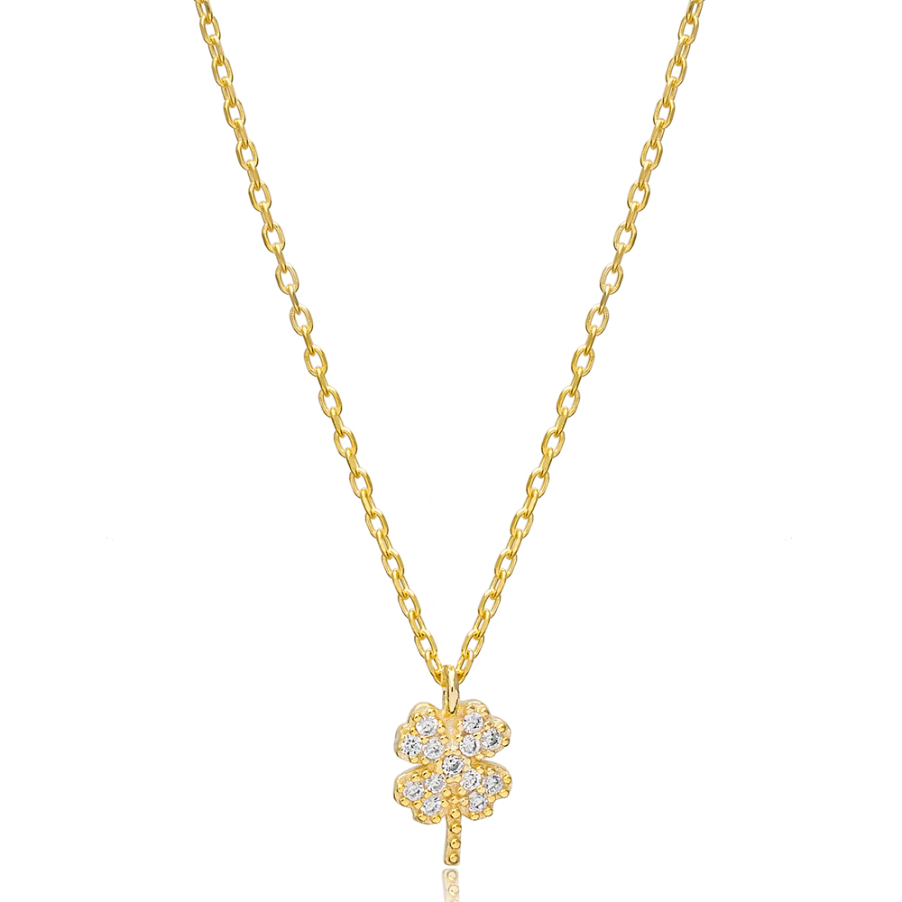 Four Leaf Clover Design Charm Necklace Pendant Wholesale 925 Sterling Silver Jewelry