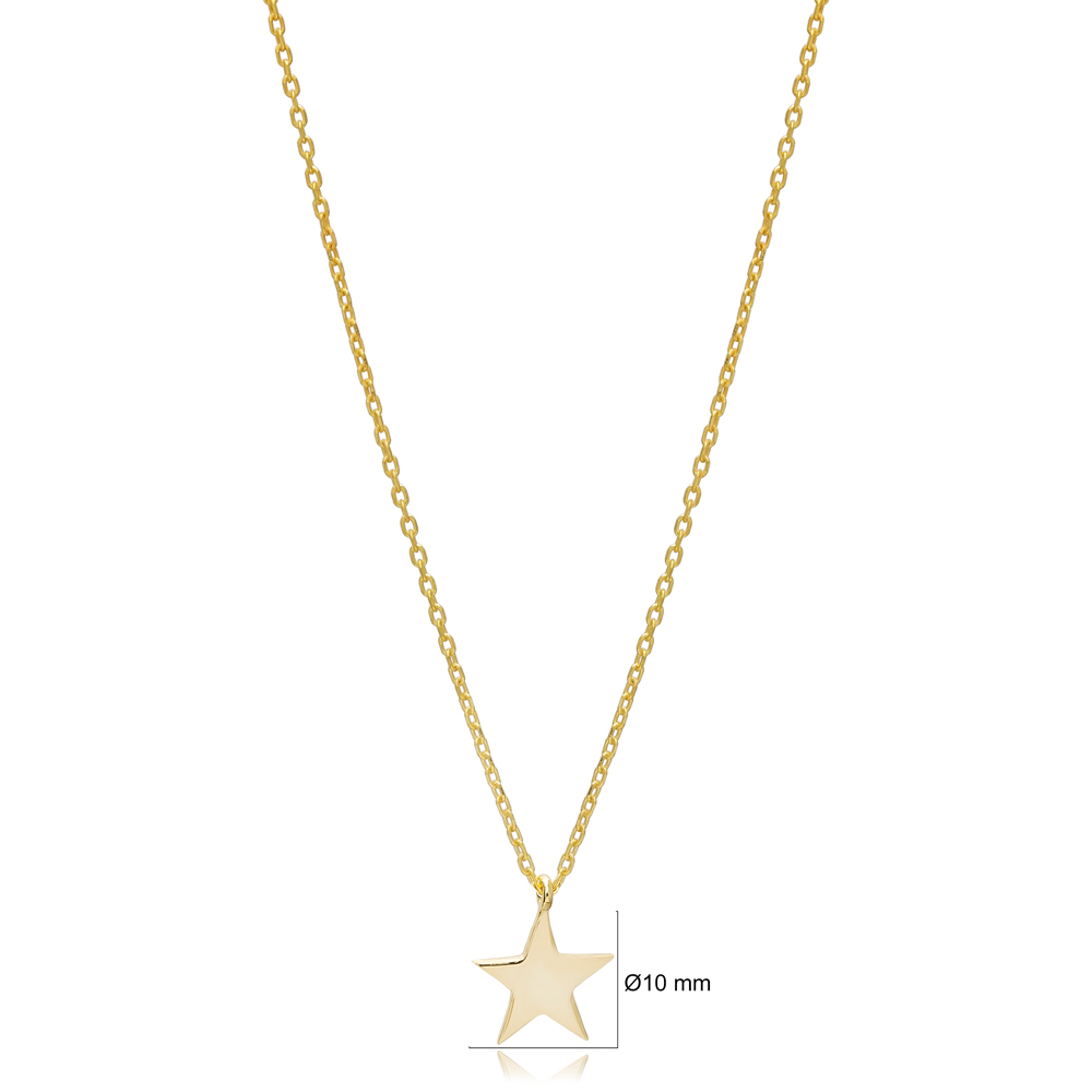 Dainty Plain Star Design Charm Pendant Necklace Turkish Wholesale 925 Sterling Silver Jewelry