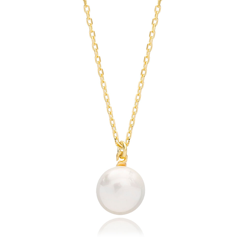 Pearl Charm Elegant Design Necklace Pendant Handmade Turkish 925 Sterling Silver Jewelry