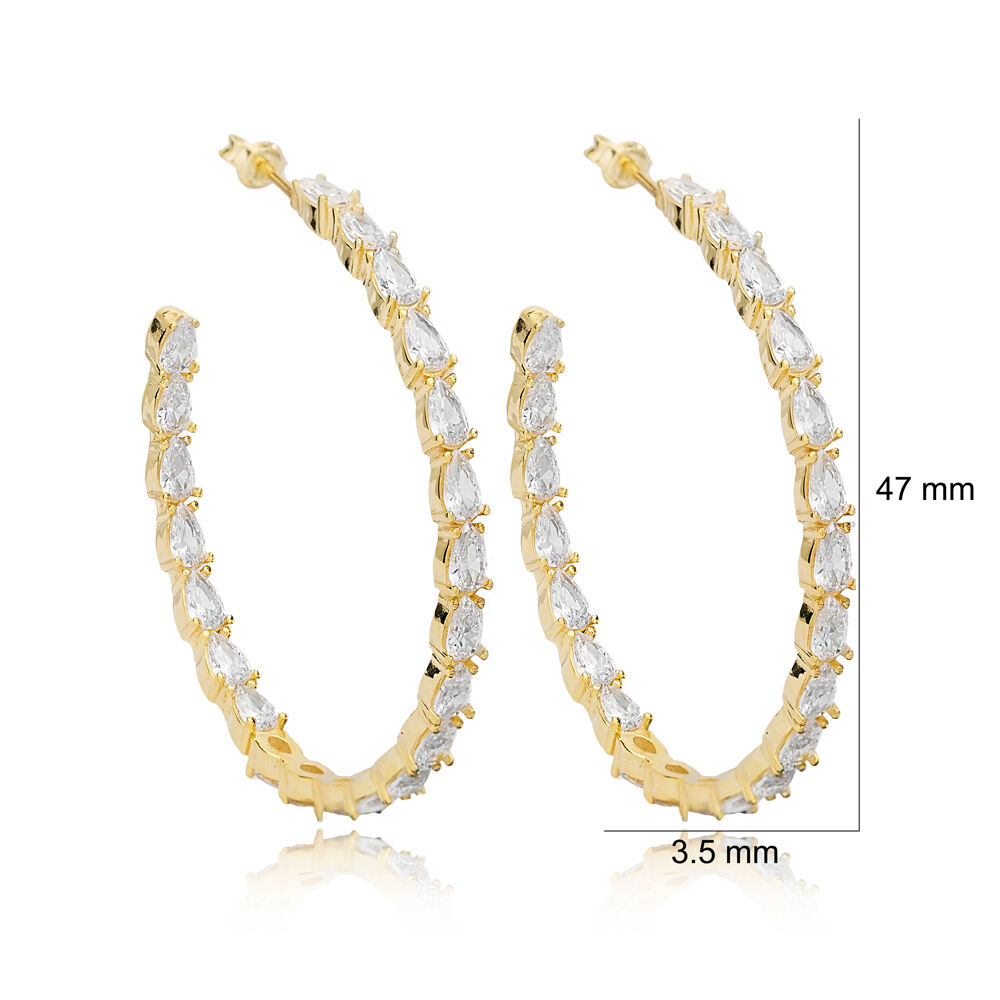 Elegant Hoop Shiny Zircon Stone Earrings Popular Wholesale 925 Sterling Silver Jewelry