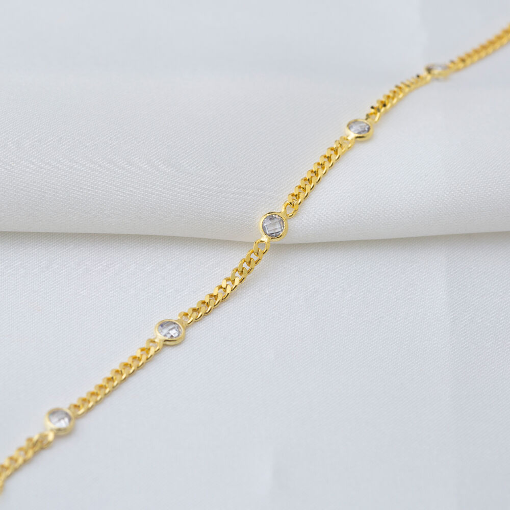 3 mm Zircon Stone Charm Anklet Wholesale Handmade 925 Sterling Silver Jewelry