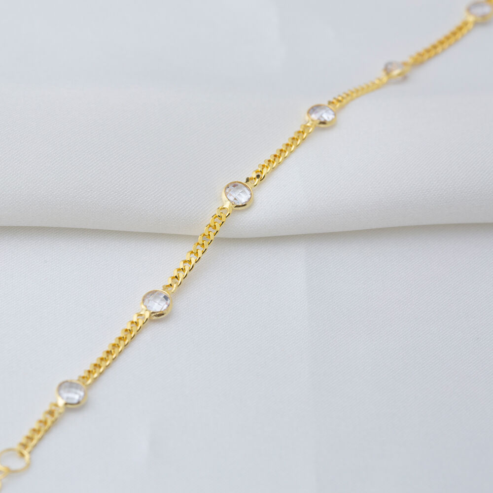 4 mm Zircon Stone Charm Anklet Wholesale Handmade 925 Sterling Silver Jewelry