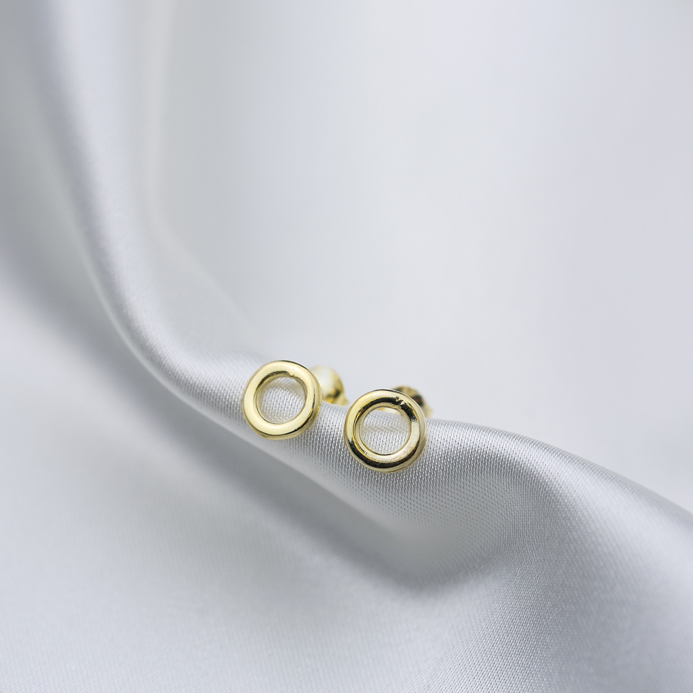 Tiny Hollow Stud Earrings Wholesale Turkish 925 Silver Sterling Jewelry