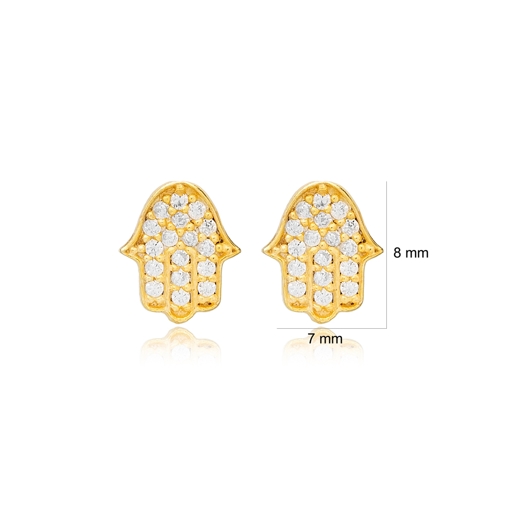 Stud Hamsa Design Earring Sterling Silver Wholesale Handcrafted Silver Earring