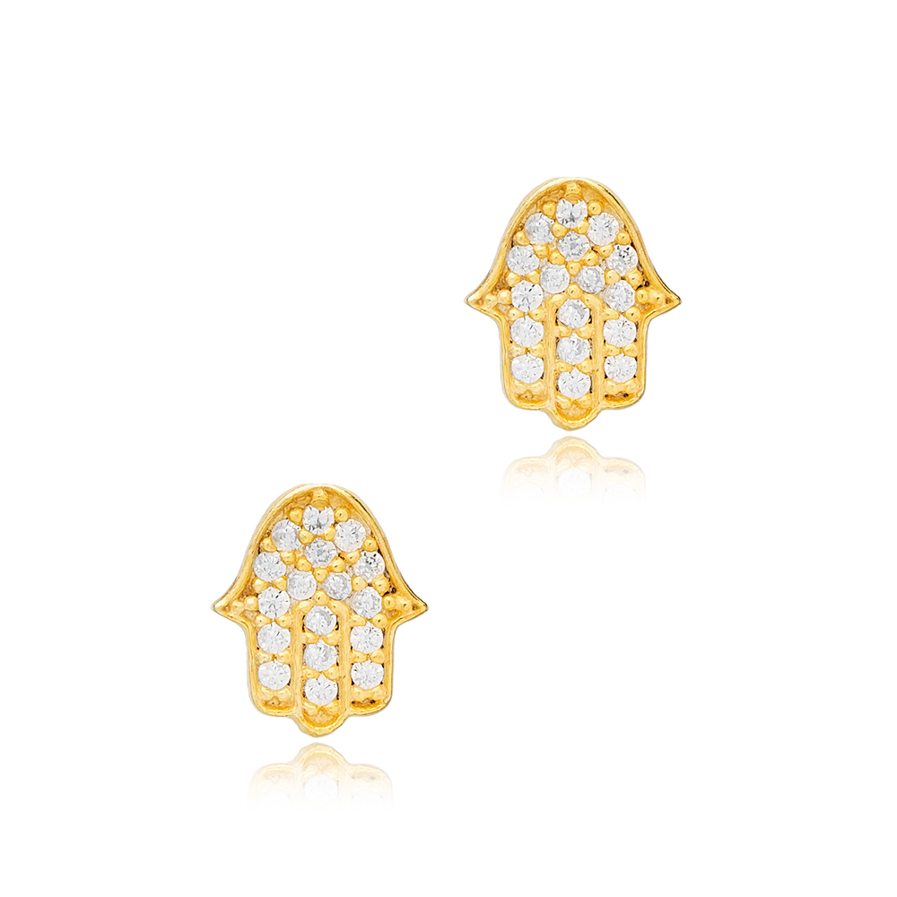 Stud Hamsa Design Earring Sterling Silver Wholesale Handcrafted Silver Earring