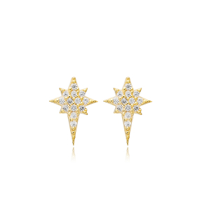 Pole Star Stud Earrings Turkish Wholesale 925 Sterling Silver Jewelry