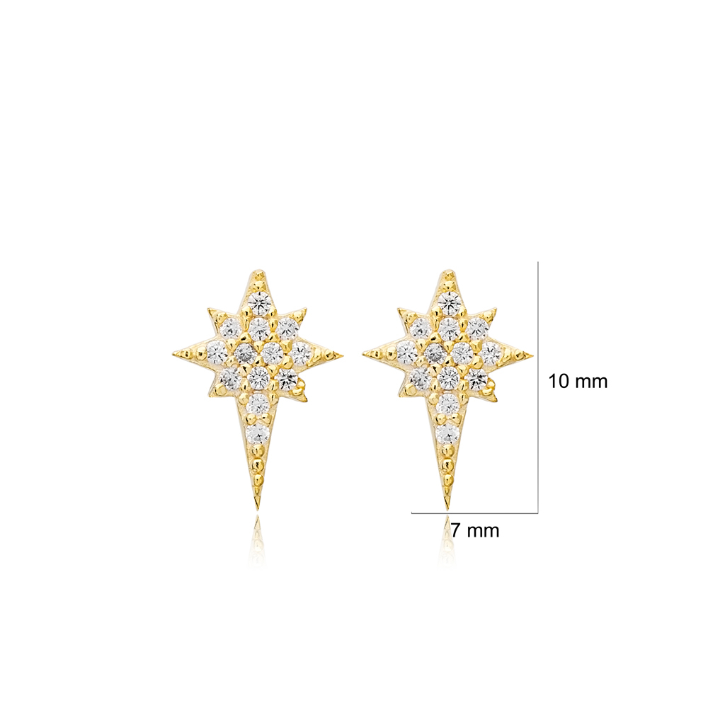 Pole Star Stud Earrings Turkish Wholesale 925 Sterling Silver Jewelry
