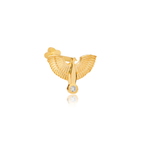 Elegant Angel Wing Design Single Piercing Turkish 925 Sterling Silver Jewelry