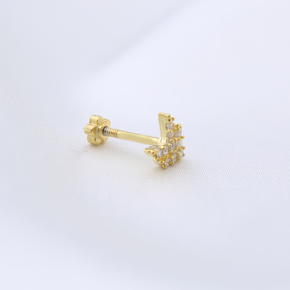 Elegant Arrow Design Single Piercing Turkish Wholesale 925 Sterling Silver Jewelry