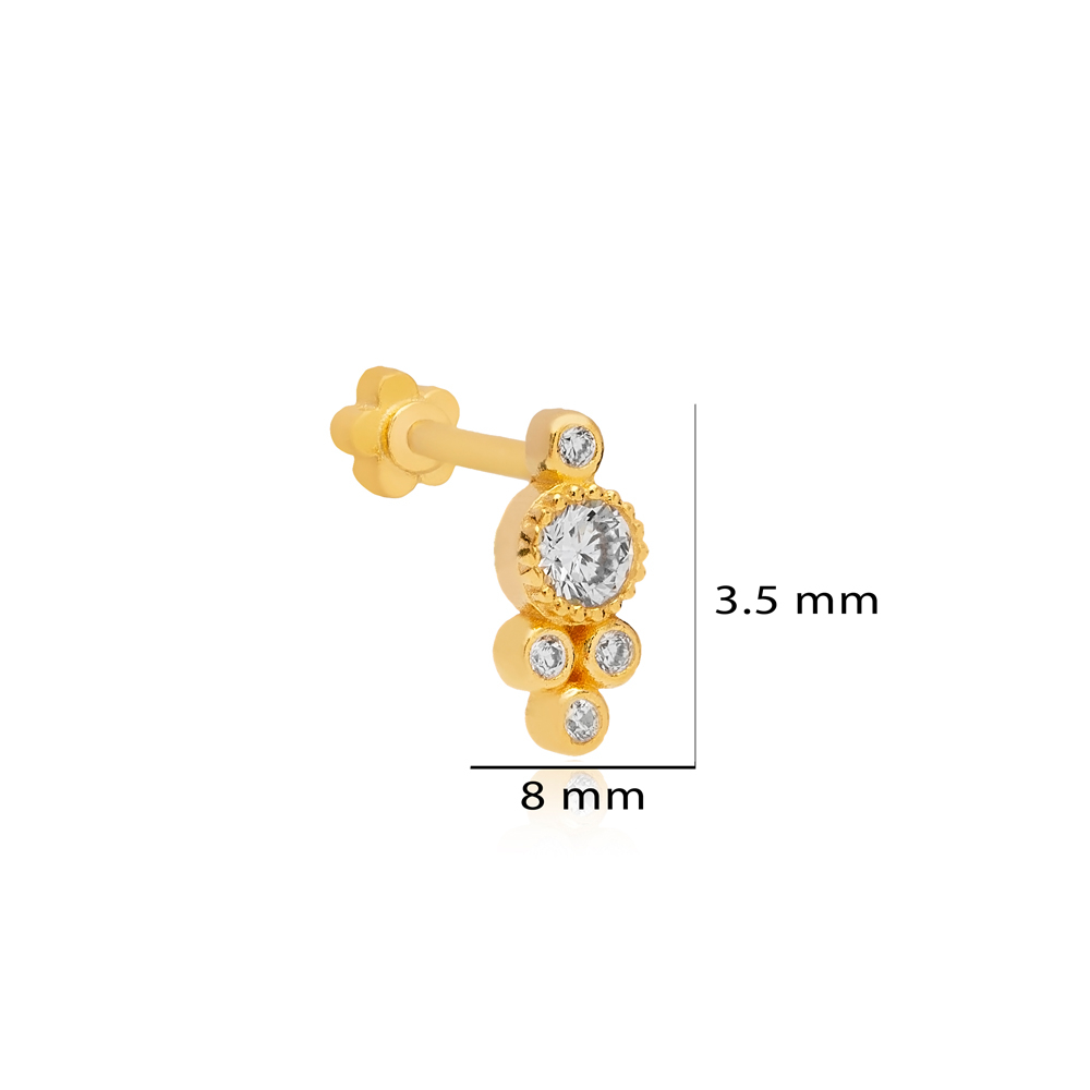 New Trend CZ Stone Elegant Design Single Piercing Turkish Wholesale 925 Sterling Silver Jewelry