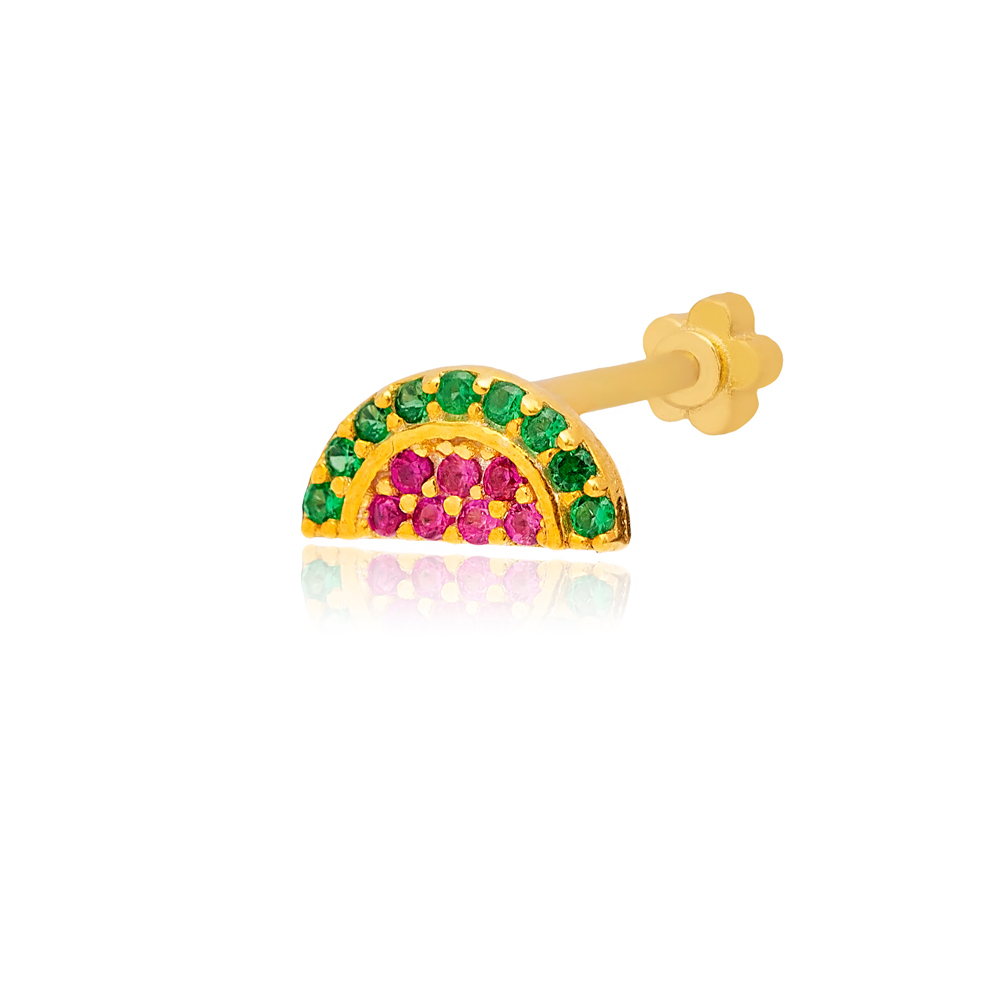 Watermelon Design Single Piercing Wholesale Handmade Turkish 925 Sterling Silver Jewelry