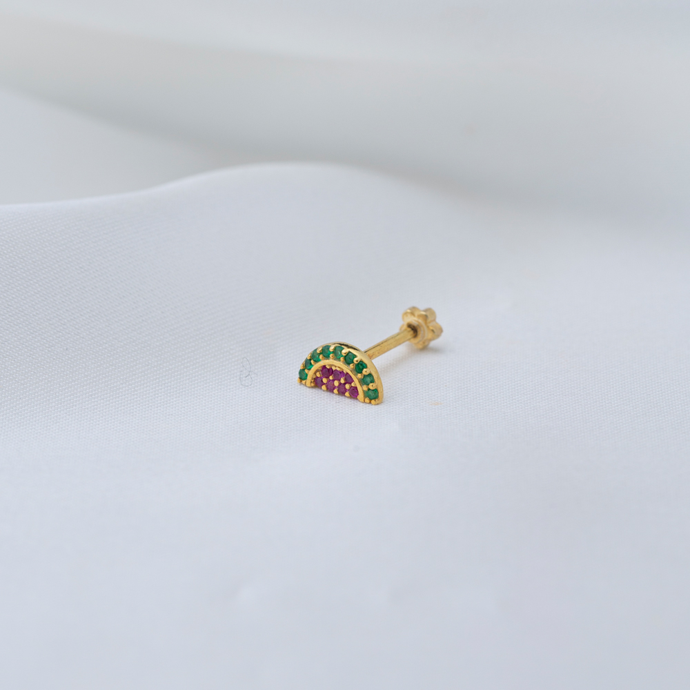 Watermelon Design Single Piercing Wholesale Handmade Turkish 925 Sterling Silver Jewelry
