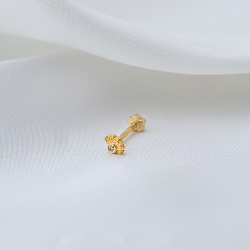 Tiny Evil Eye Zircon Stone Single Piercing Wholesale Turkish 925 Sterling Silver Jewelry