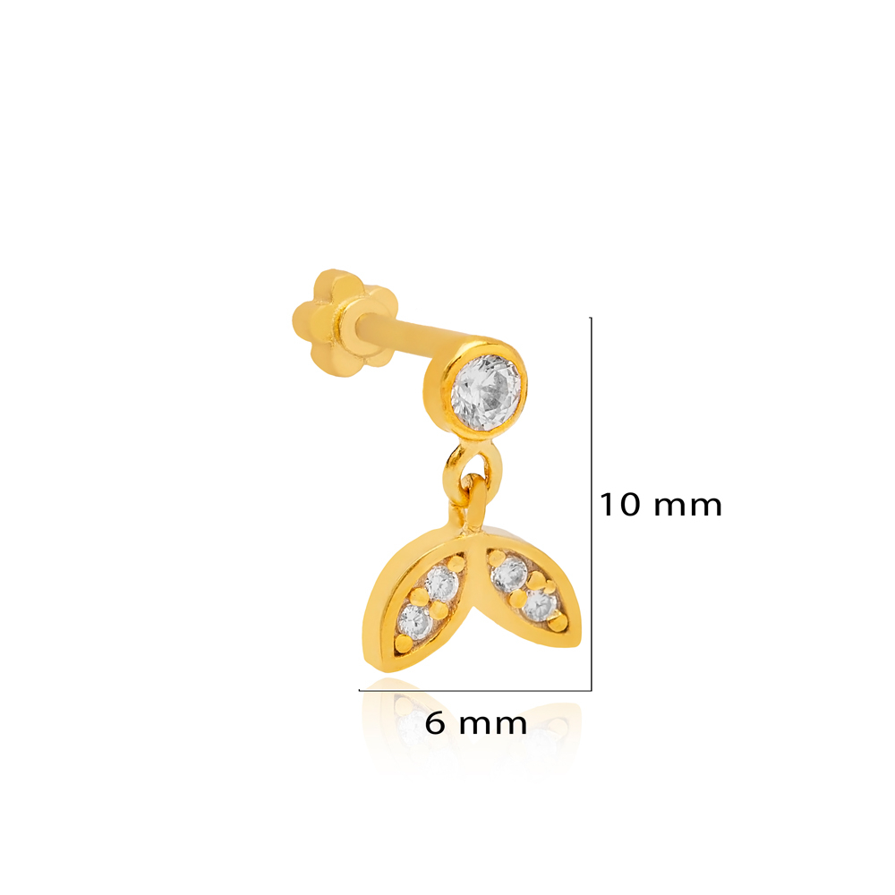 Dainty Desing CZ Stone Single Piercing Turkish Wholesale Handmade 925 Sterling Silver Jewelry