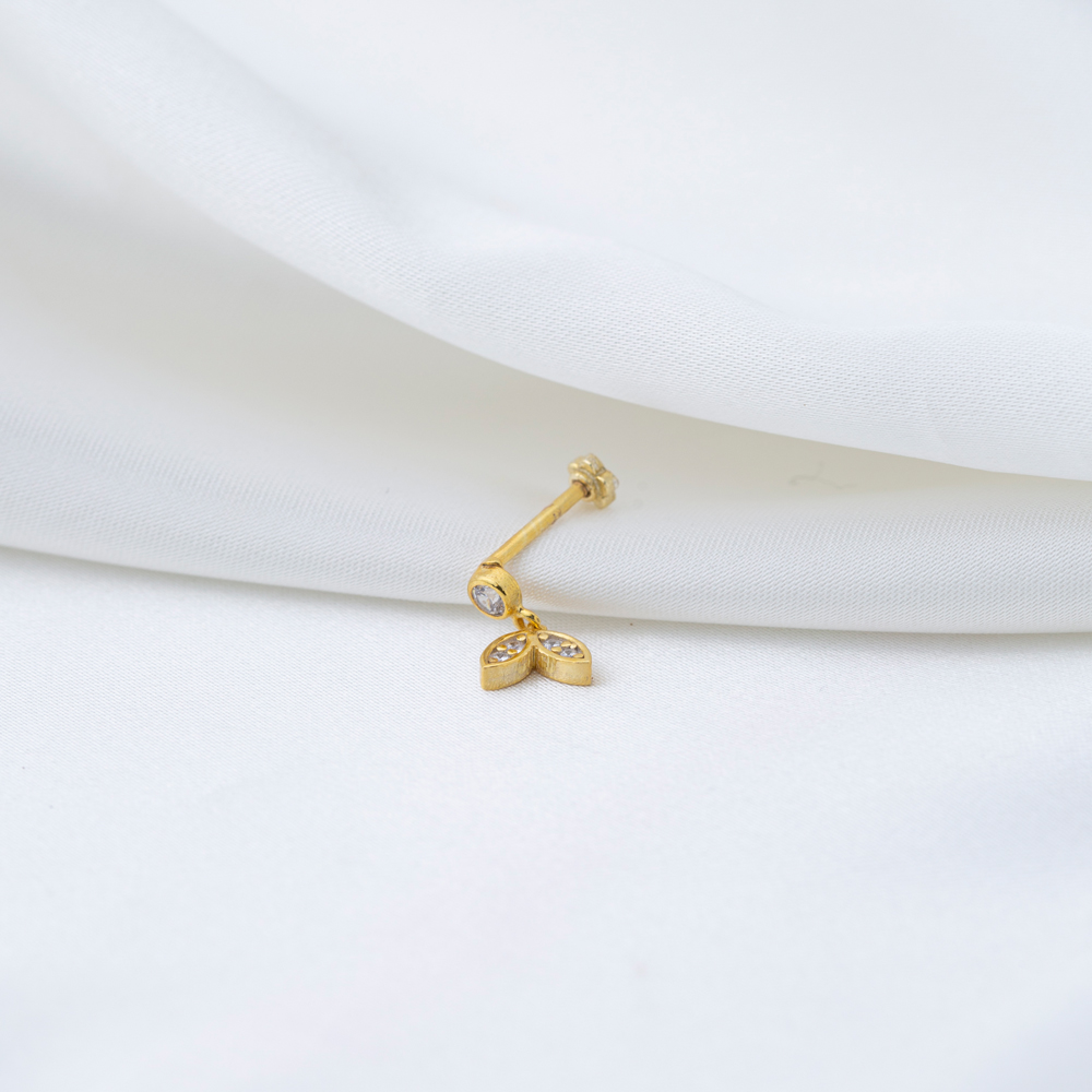 Dainty Desing CZ Stone Single Piercing Turkish Wholesale Handmade 925 Sterling Silver Jewelry