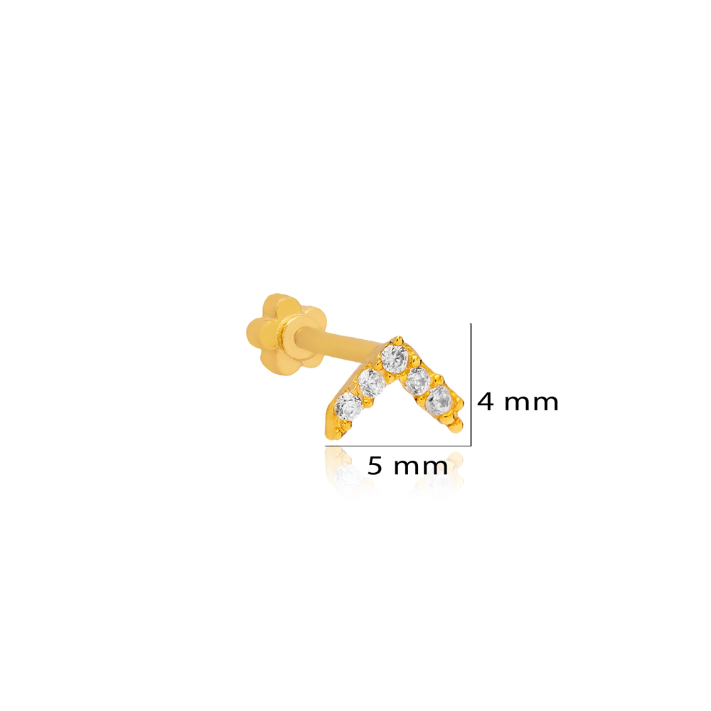 Arrow Design Single Piercing Wholesale Handmade Turkish 925 Sterling Silver Jewelry