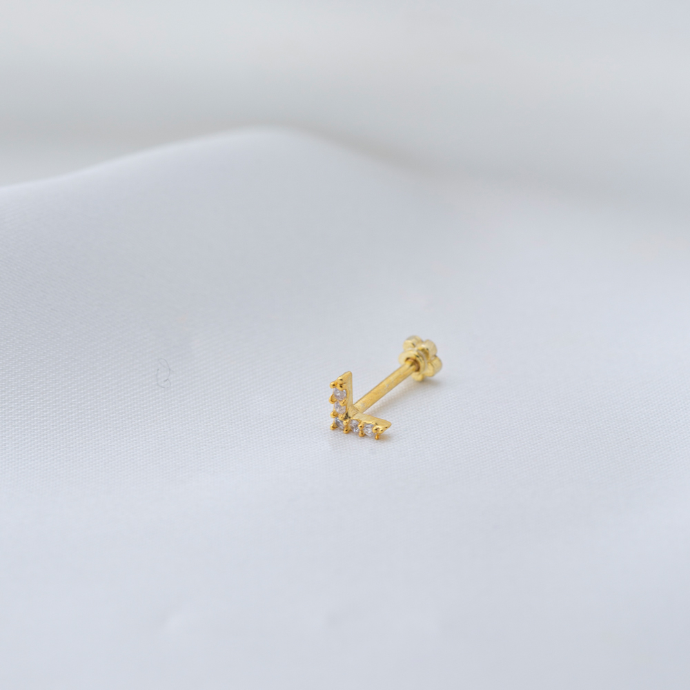 Arrow Design Single Piercing Wholesale Handmade Turkish 925 Sterling Silver Jewelry