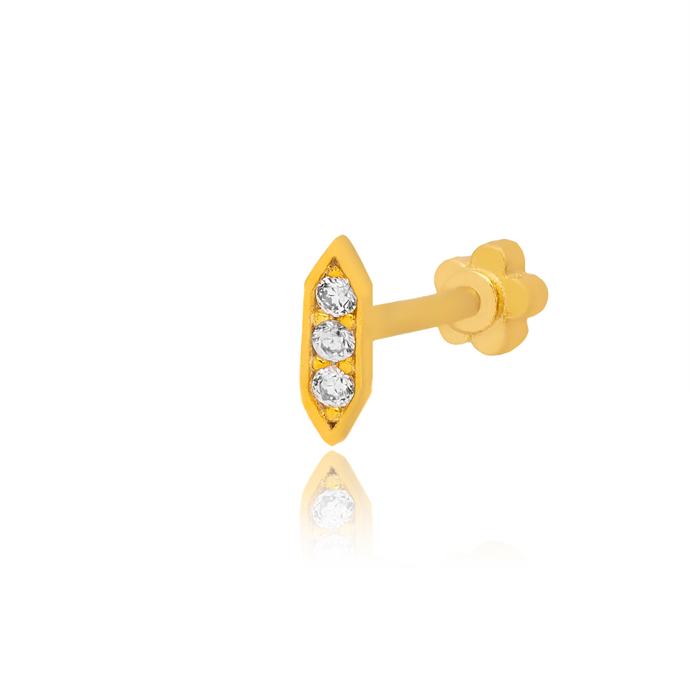 Tiny Shape Single Piercing Wholesale Handcrafted Turkish 925 Sterling Silver Jewelry