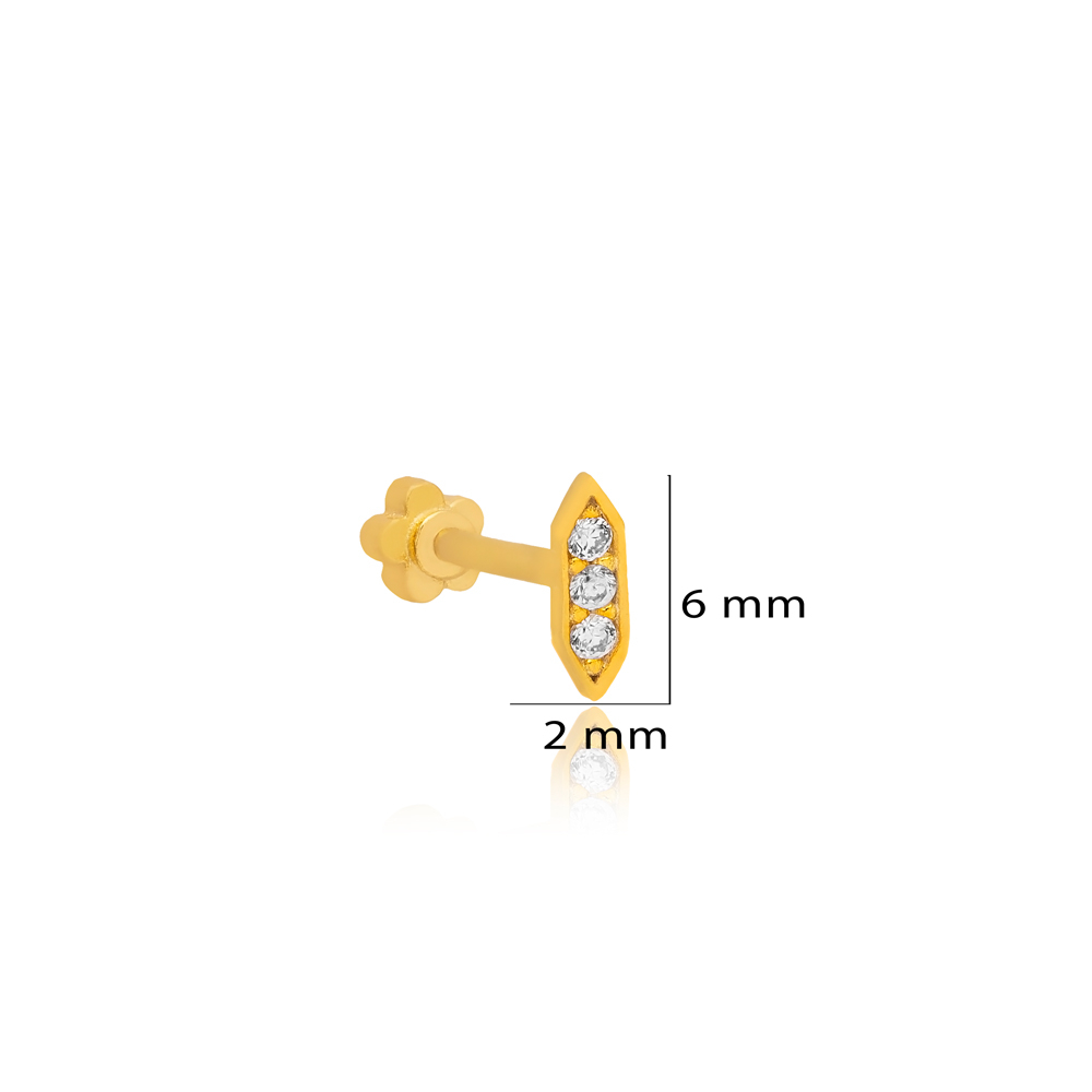 Tiny Shape Single Piercing Wholesale Handcrafted Turkish 925 Sterling Silver Jewelry