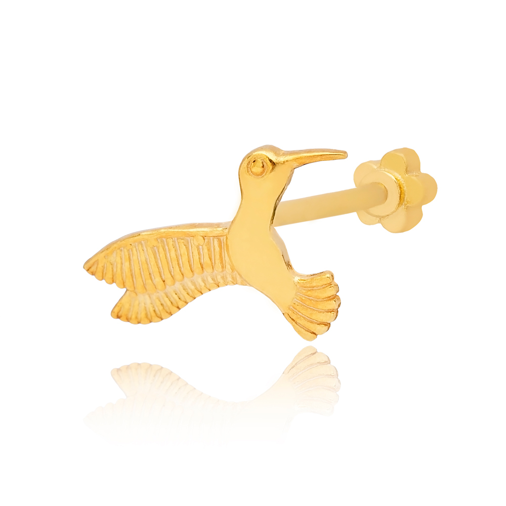 Plain Bird Design Single Piercing Wholesale Handmade Turkish 925 Sterling Silver Jewelry