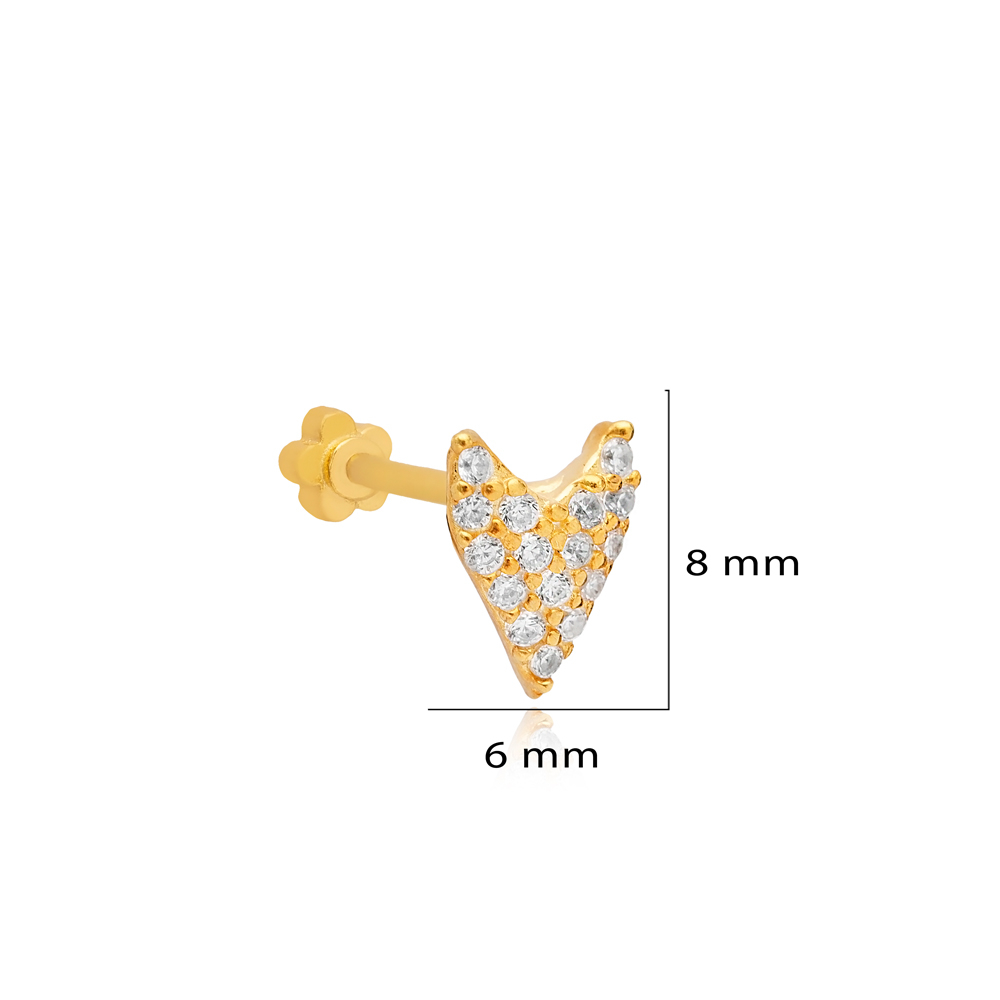 Arrow Design Single Piercing Turkish Wholesale Handmade 925 Sterling Silver Jewelry