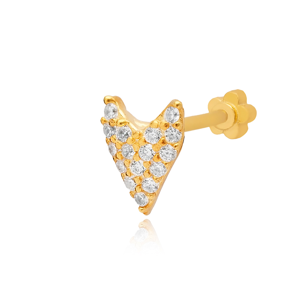 Arrow Design Single Piercing Turkish Wholesale Handmade 925 Sterling Silver Jewelry