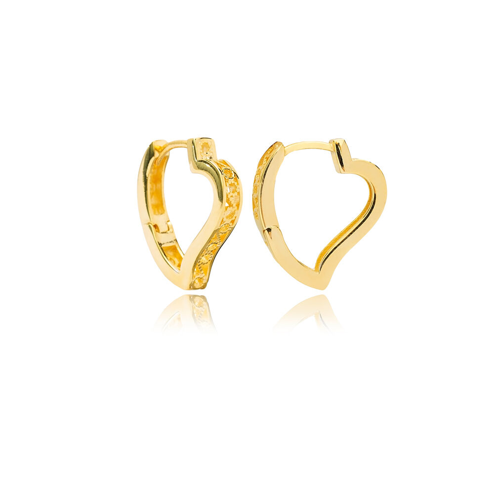 Cute Heart Design Hoop Earrings Wholesale Turkish 925 Sterling Silver Jewelry